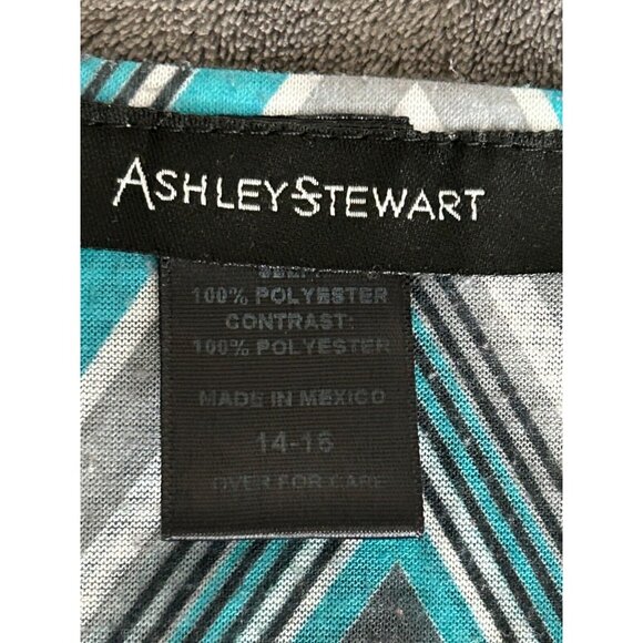 ASHLEY STEWART White w/ Silver chiffon  Round Neck Sleeveless Top 14-16 - Picture 5 of 6